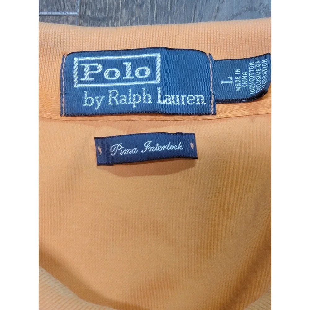 Polo‎ Ralph Lauren Mens Orange Pima Interlock Cotton Short Sleeve Polo Shirt L